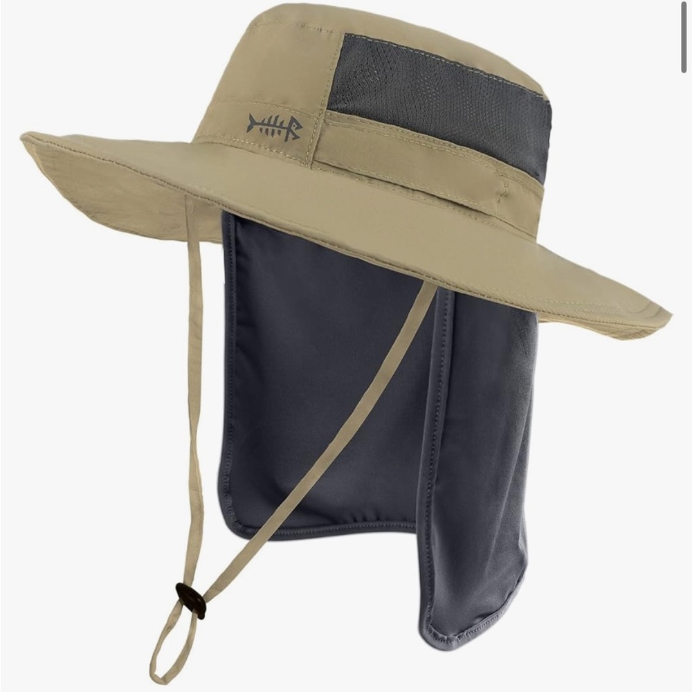 Bassdash Khaki UPF 50+ Sun Fishing Hat Water Resistant with Detachable Neck Flap